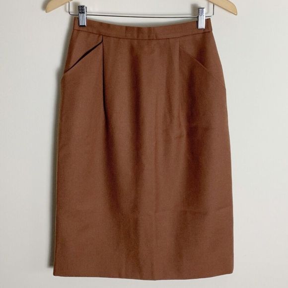 Vintage designer Christian Dior wool skirt. 90s camel color skirt. - Picture 7 of 7